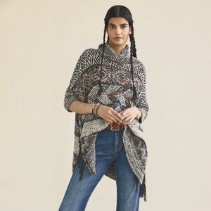 Anthropologie Pilcro Knit Fringe Sweater Poncho